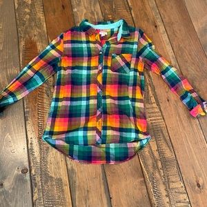 Cat & Jack flannel 🌈 rainbow button down XL 14-16